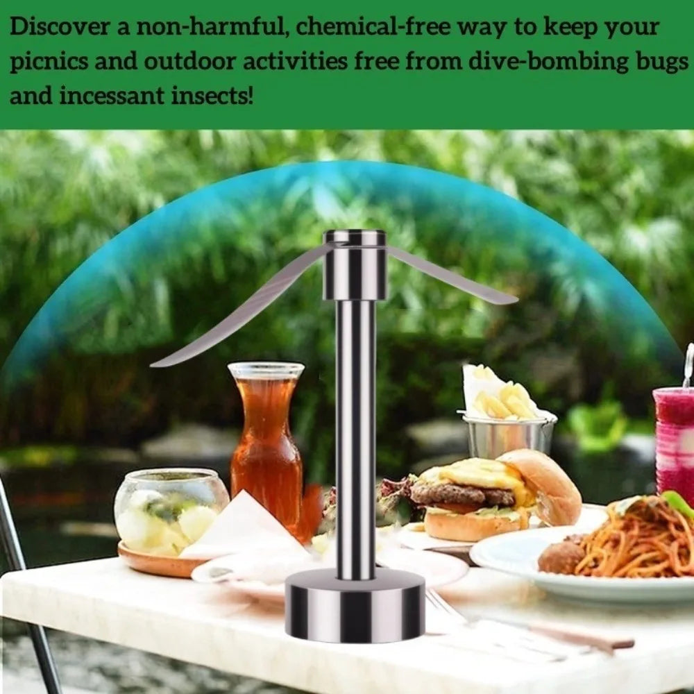 Portable Stainless Steel Fly Repellent Fan Silent Battery Power Automatic Fly Trap Keep Flies Away Table Pest Fan Home&Outdoor