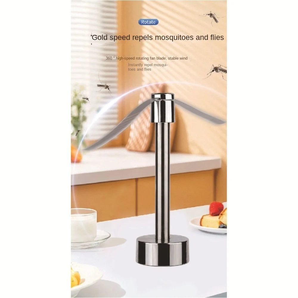 Portable Stainless Steel Fly Repellent Fan Silent Battery Power Automatic Fly Trap Keep Flies Away Table Pest Fan Home&Outdoor